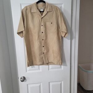 Men's Tan Button-Down Shirt